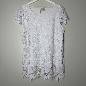Simply Irresistible White Crotchet Overlay Top 2X